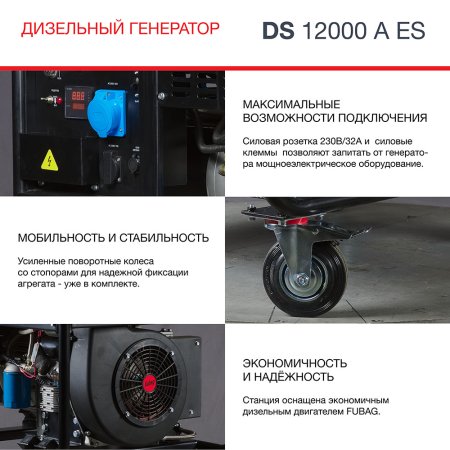 FUBAG Дизельный генератор с электростартером и коннектором автоматики DS 12000 A ES в Краснодаре фото