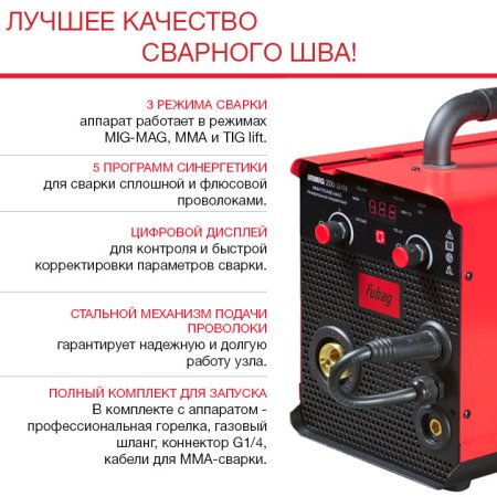 Полуавтомат сварочный FUBAG IRMIG 200 SYN с горелкой 250 А 3 м в комплекте в Краснодаре фото