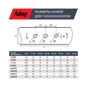 Нож для газонокосилок FUBAG 53 см (21")  в Краснодаре фото