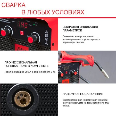 Полуавтомат сварочный FUBAG IRMIG 180 SYN с горелкой 250 А 3 м в комплекте в Краснодаре фото